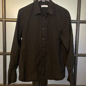 Calvin Klein mens black Long sleeve dress shirt with collar XL